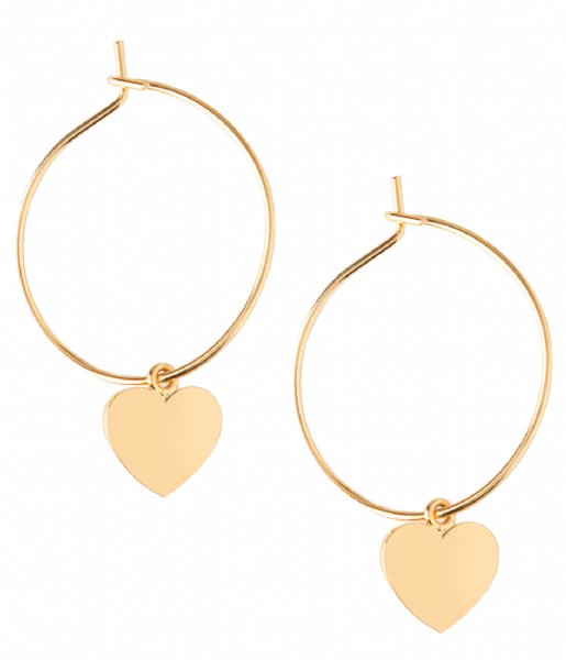 Orelia  Heart Drop Hoop Earrings pale gold (22703)