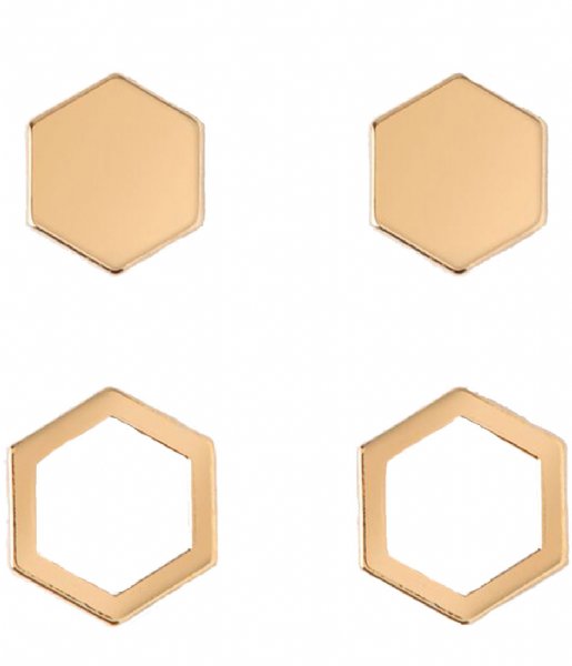 Orelia  Hexagon Stud 2 Pack pale gold (22008)