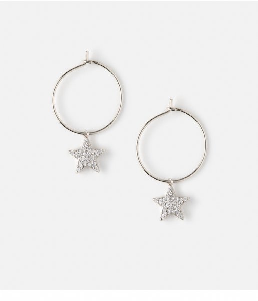 Orelia  Pave Star Drop Hoops silver plated (ORE23308)