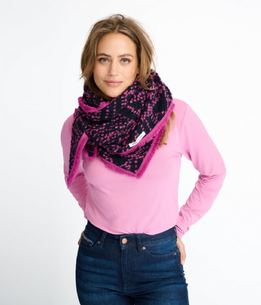 POM Amsterdam Sjaal Shawl Twinkles Navy Mauve | The Little Bag