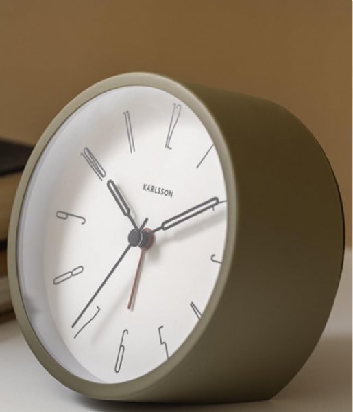 Karlsson Wekker Alarm Clock Belle Numbers Iron Moss Green (KA5915MG)