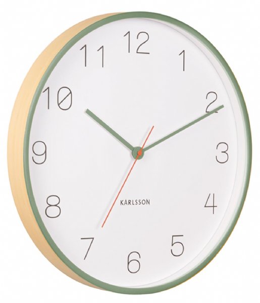 Karlsson  Wall Clock Joy Wood W. Accents Dark Green (KA5926GR)