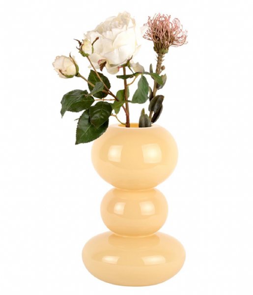 Present Time  Vase Bubbles Glass Large Soft yellow (PT3967LY)