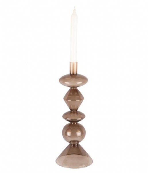 Present Time  Candle Holder Totem Glass Large Chocolate Brown (PT3968BR)