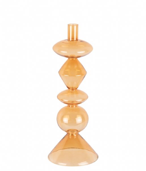 Present Time  Candle Holder Totem Glass Large Ochre Yellow (PT3968YE)
