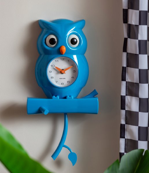 Karlsson  Wall Clock Owl Pendulum ABS Bright Blue (KA5965BB)
