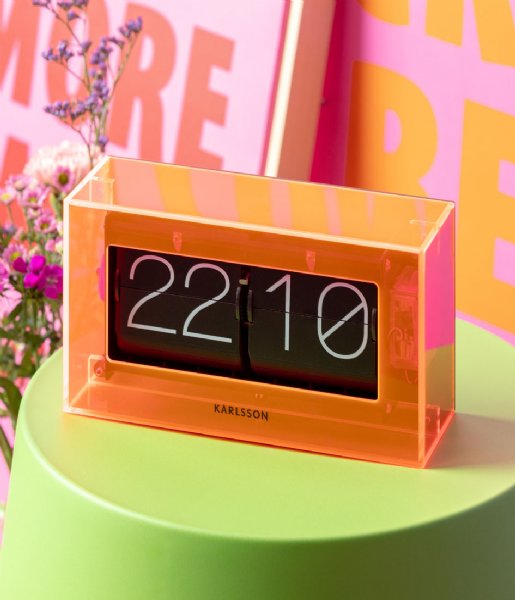 Karlsson  Table Clock Boxed Flip Acrylic Neon Orange (KA5976OR)