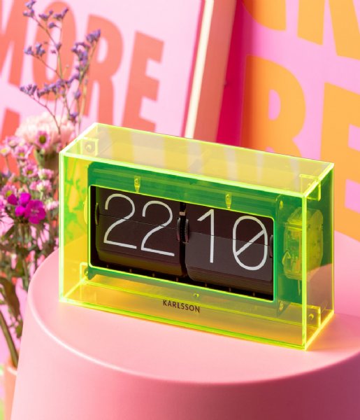 Karlsson  Table Clock Boxed Flip Acrylic Neon Yellow (KA5976YE)
