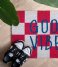 Present Time  Doormat Good Vibes Pink & White Checker (PT4149PI)