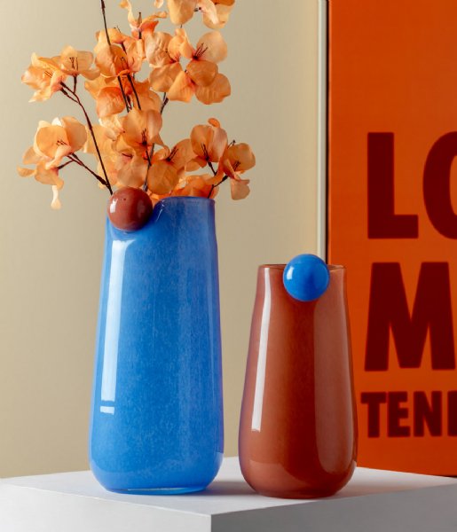 Present Time  Vase Bolita Glass Large Soft Blue Soft Orange (PT4154LB)