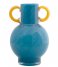 Present Time  Vase Fiesta Glass Bright Blue Yellow (PT4188BL)