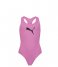 PumaSwim Girls Racerback Swimsuit 1P Pink Icing (004)