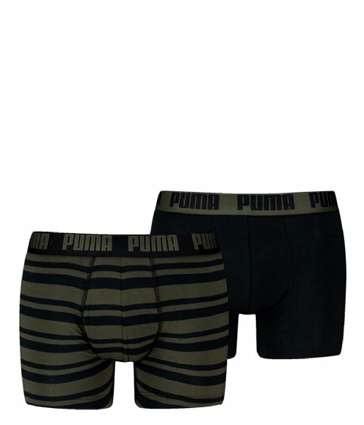 Puma  Everyday Heritage Stripe Boxer 2-Pack Green (327)