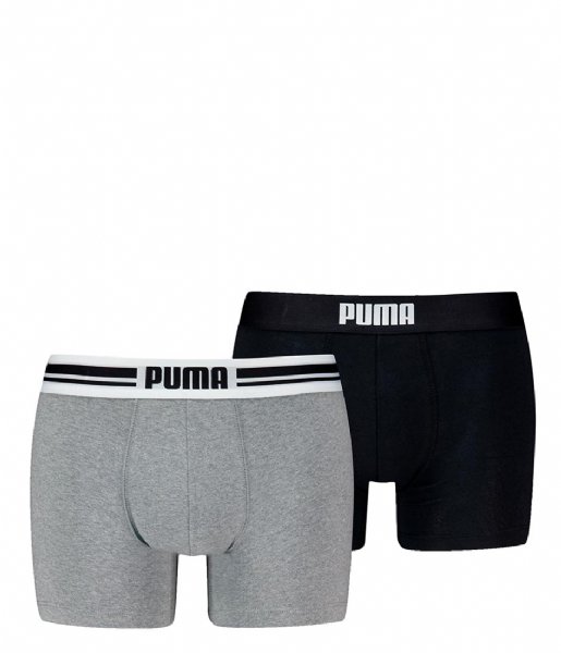 Puma  Everyday Placed Logo Boxer 2-Pack Middle Grey Melange - Black (002)