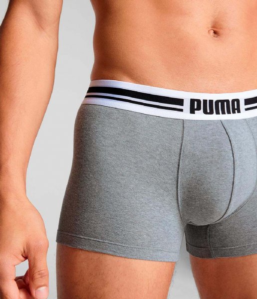 Puma  Everyday Placed Logo Boxer 2-Pack Middle Grey Melange - Black (002)