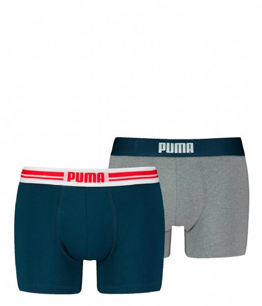 Puma  Everyday Placed Logo Boxer 2-Pack Blue - Grey Melange (007)