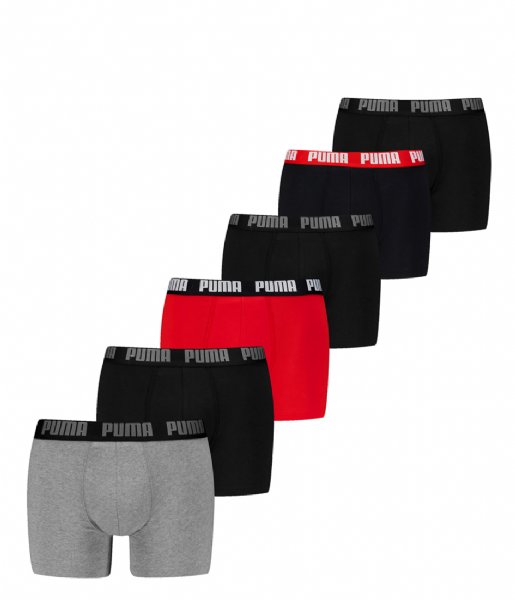 Puma  Everyday Boxer 6-Pack Grey/Red/Black (003)