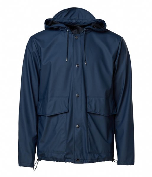 Rains Regenjas Short Hooded Coat Blue (02) Rains Regenjas Short Hooded Coat Blue (02)