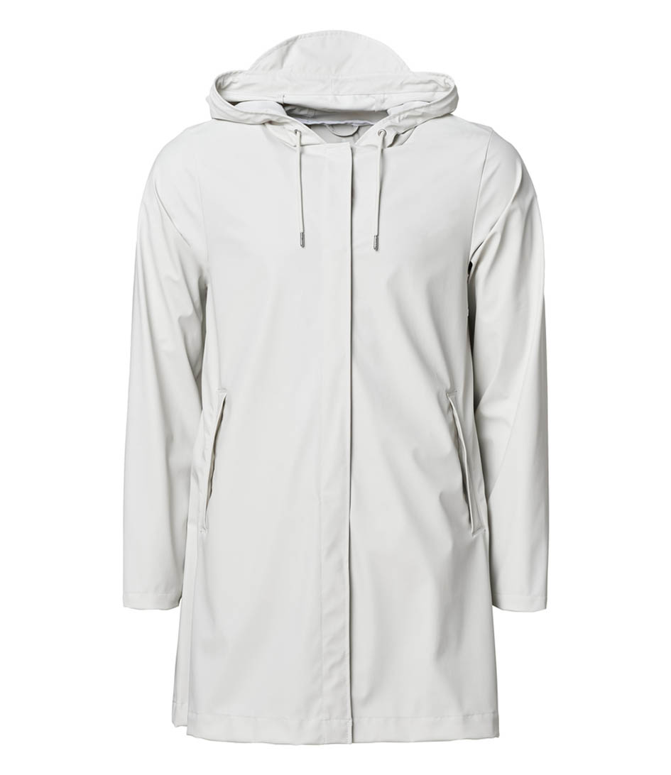 white rain coat