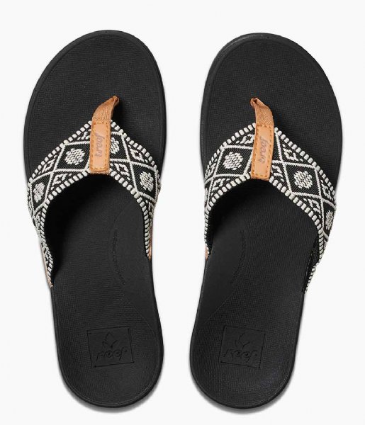 Reef Slippers Reef Ortho Bounce Woven black white Reef Slippers Reef Ortho Bounce Woven black white