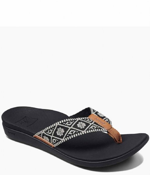 Reef Slippers Reef Ortho Bounce Woven black white Reef Slippers Reef Ortho Bounce Woven black white