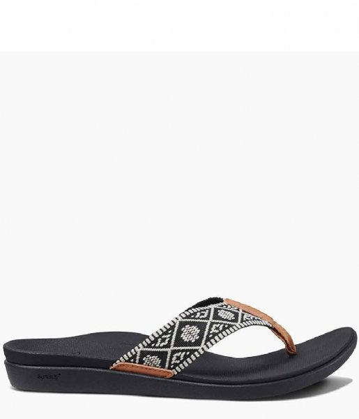Reef Slippers Reef Ortho Bounce Woven black white Reef Slippers Reef Ortho Bounce Woven black white