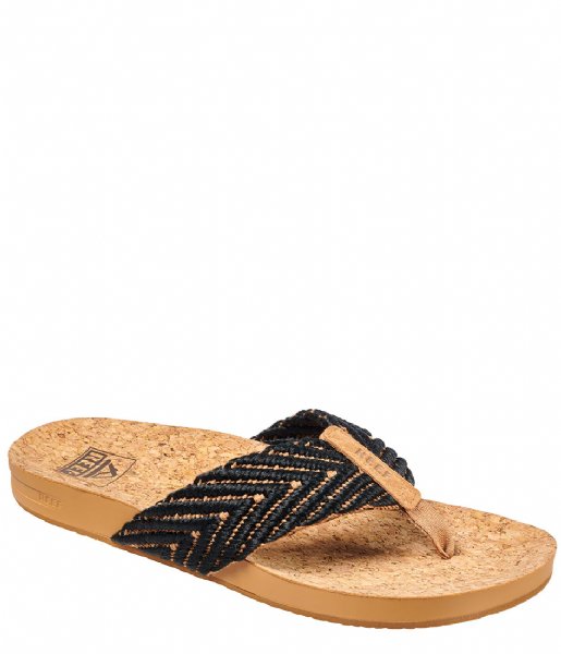 slecht humeur dramatisch Extra Reef Slippers Cushion Strand Black/Natural (73) | The Little Green Bag