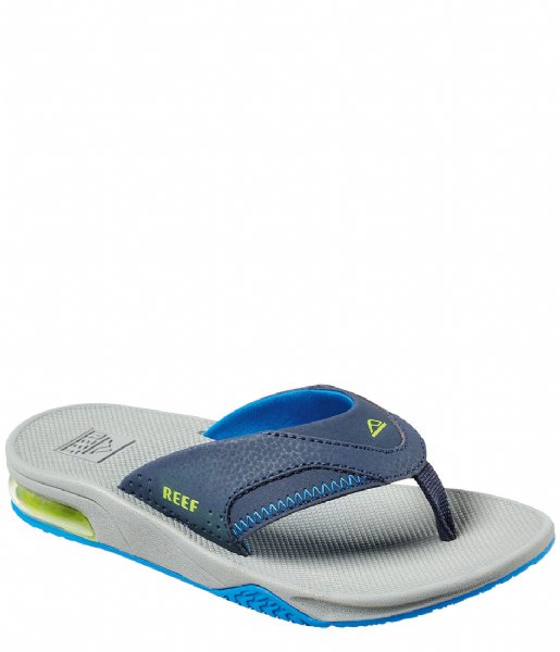 Surichinmoi Goed Cokes Reef Slippers Kids Fanning Navy/Lime (34) | The Little Green Bag