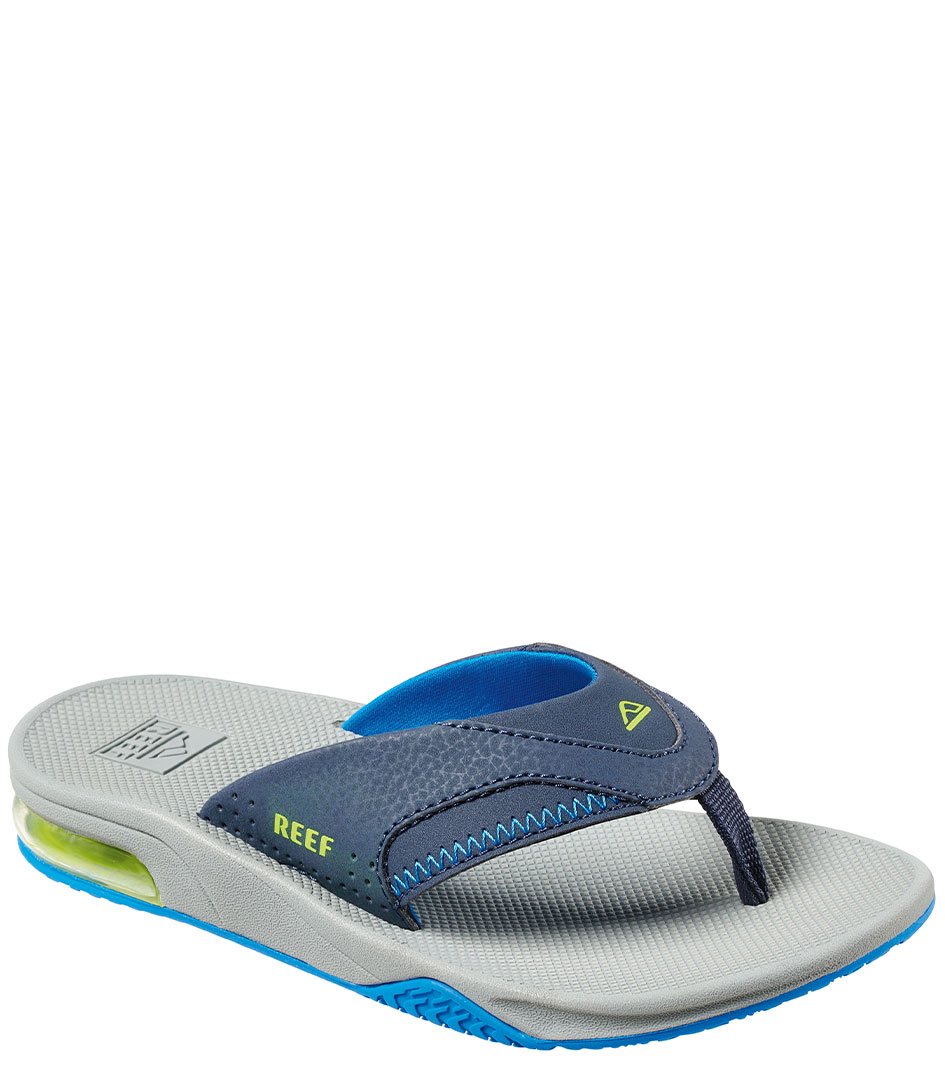 Reef Slippers Kids Fanning Navy/Lime (34) | The Little Green Bag