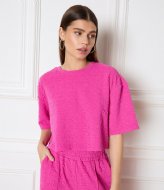 Refined Department Knitted Cropped T-Shirt Clara Fuchsia  (302)