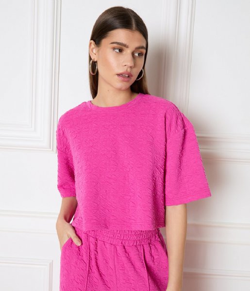 Refined Department  Knitted Cropped T-Shirt Clara Fuchsia  (302)