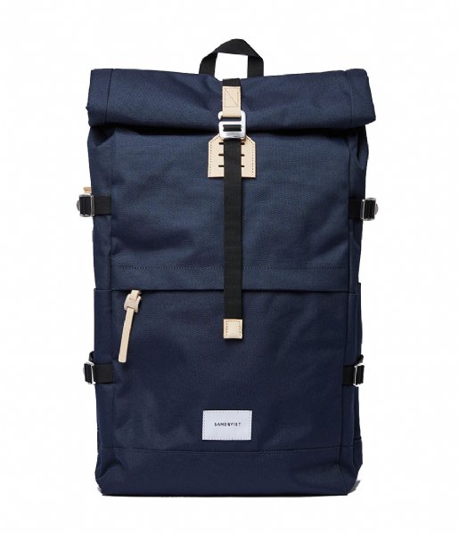 Sandqvist Laptop rugzak Bernt 13 Inch navy with natural leather (1373) Sandqvist Laptop rugzak Bernt 13 Inch navy with natural leather (1373)