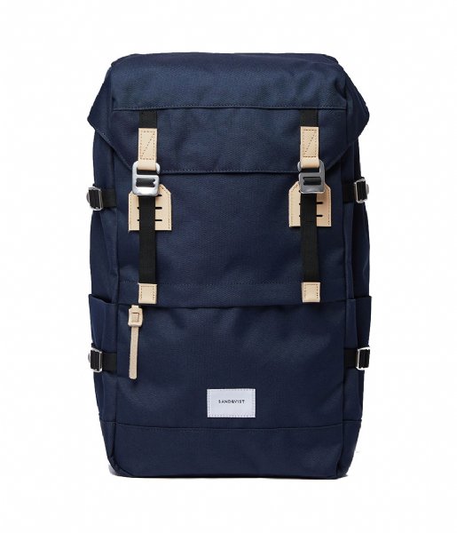 Sandqvist Laptop rugzak Harald 15 Inch navy with natural leather (1376) Sandqvist Laptop rugzak Harald 15 Inch navy with natural leather (1376)