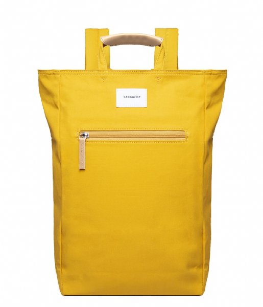 Sandqvist Laptop rugzak Tony 13 Inch yellow with natural leather (1259) Sandqvist Laptop rugzak Tony 13 Inch yellow with natural leather (1259)