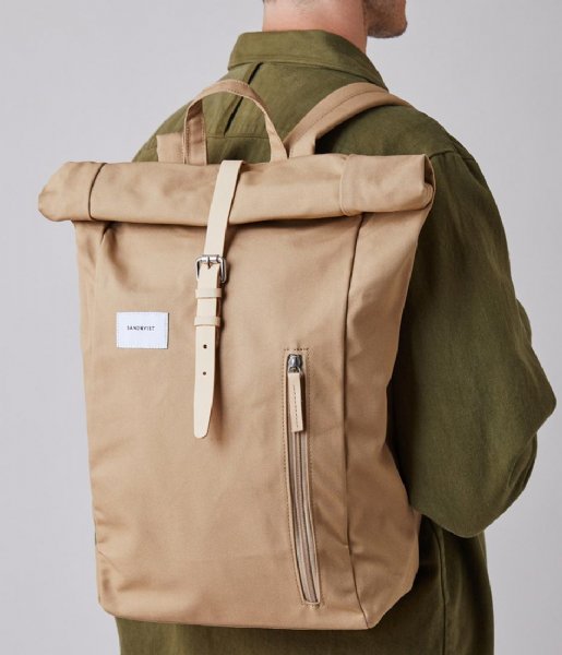 Sandqvist Laptop rugzak Dante 15 Inch beige with natural leather (1237) Sandqvist Laptop rugzak Dante 15 Inch beige with natural leather (1237)