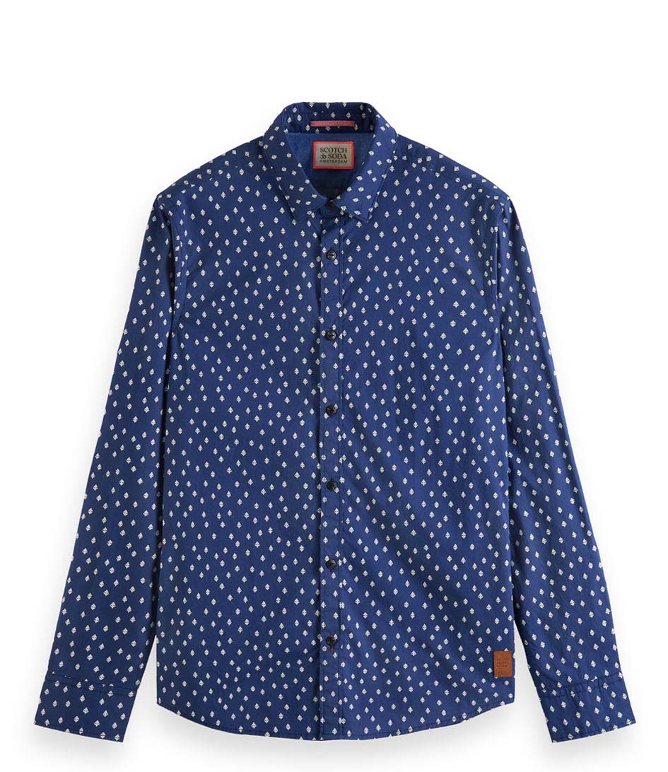 Scotch and Soda Tops Slim Fit Allover Printed Poplin Shirt Combo F