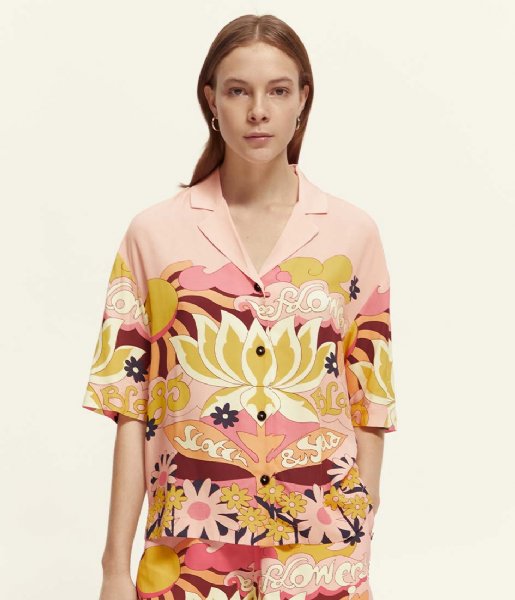 Scotch and Soda  Camp Shirt With Placed Print Blush Peach (5696)