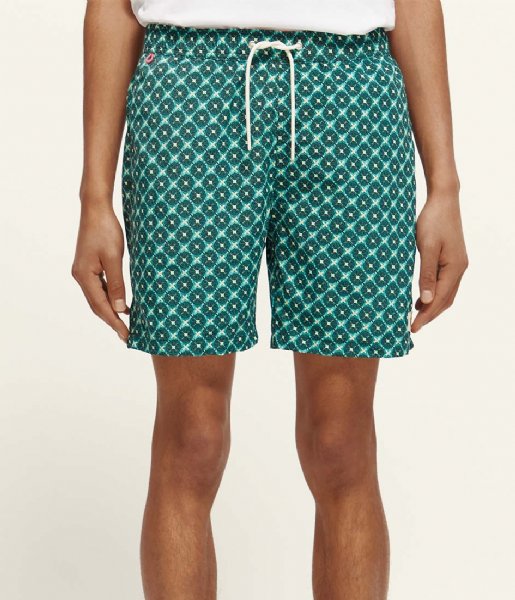 Scotch and Soda Zwembroek Mid Length Mini Printed Swimshort Tiles (5970) | The Little Green Bag