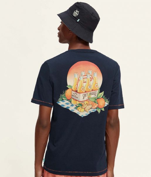Scotch and Soda  Front and Back Artwork Tee Navy (4)