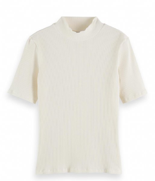 Scotch and Soda  Mock Neck Ribbed Slim-Fit Top Soft Ice (6643)