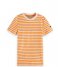 Scotch and Soda  Relaxed Fit Yarn Dyed Striped Cotton Linen T Shirt Neon Peach Stripe (6004)