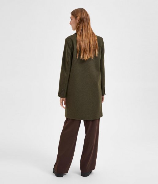 Selected Femme  New Sasja Wool Coat Ivy Green (#585442)