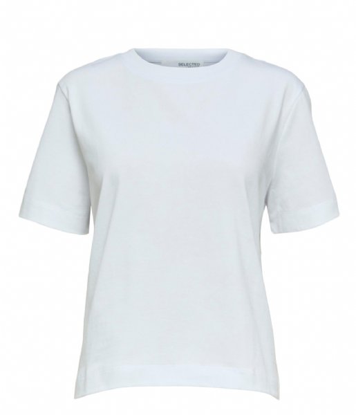 Selected Femme  Essential Short Sleeve Boxy Tee Bright White (#F4F5F0)