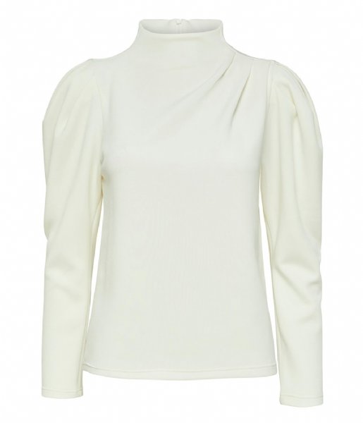 Selected Femme  Fenja Long Sleeve T-Neck Top B Snow White (#F2F0EB)