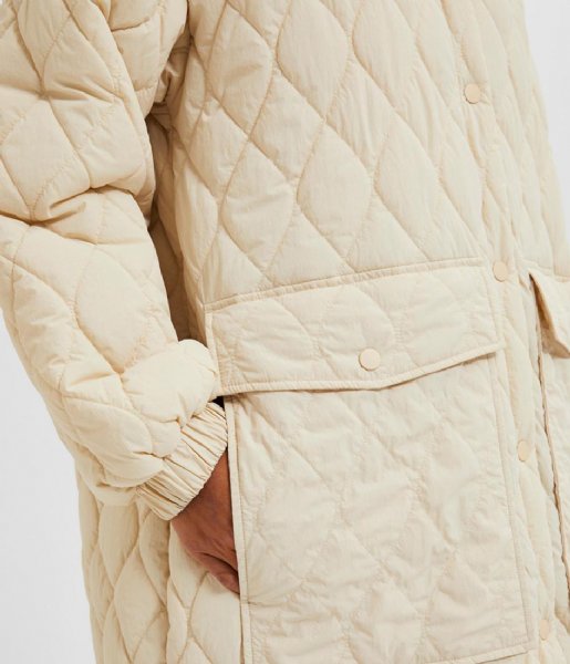 Selected Femme  Mia Quilted Coat Sandshell (#D8CCBB)