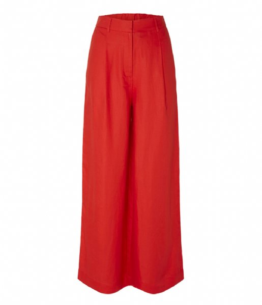 Selected Femme  Lyra High Waist Wide Linen Pant B Flame Scarlet (4431304)