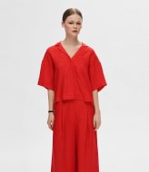 Selected Femme Lyra 2/4 Boxy Revers Linen Shirt B Flame Scarlet (4431315)