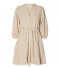 Selected Femme  Hillie 3/4 Stripe Short Linen Dress Snow White Humus (4504396)