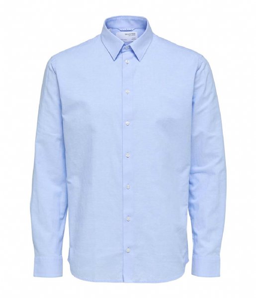 Selected Homme T-shirt Slimnew Linen Shirt Long Sleeve Classic W Cashmere Blue