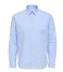 Selected Homme T-shirt Slimnew Linen Shirt Long Sleeve Classic W Cashmere Blue